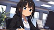 © てんぷら - オフィスで仕事をするアニメ調の日本人美少女