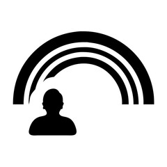 Poster - Silhouette of person under rainbow arches vector illustration graphic design element art, hope
