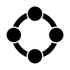 Poster - Circular diagram with four connected nodes for network graph collaboration and teamwork design