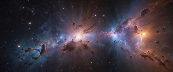 Wall Mural - Brilliant star cluster amidst ethereal nebula, cosmic dust trails , milky way, nebula, universe background