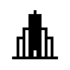 Poster - Black and white building icon vector illustration for city skyline and architecture design projects