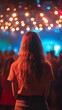 © Marco - Woman with her back turned at a night party with copy space vertically 9:16