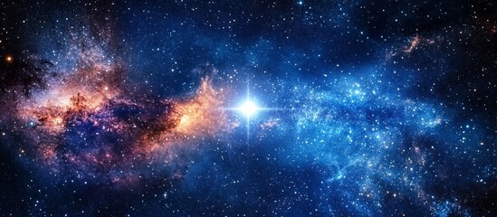 Wall Mural - Cosmic Nebula with Bright Star in Deep Space