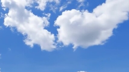 Poster - Sky's Embrace: A vibrant expanse of cerulean is dotted with fluffy, cotton-like clouds, capturing the essence of a clear, serene day.