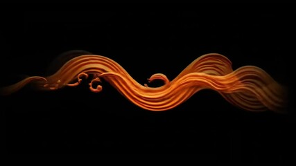Photo of Abstract orange wave with a smooth texture isolated on black background