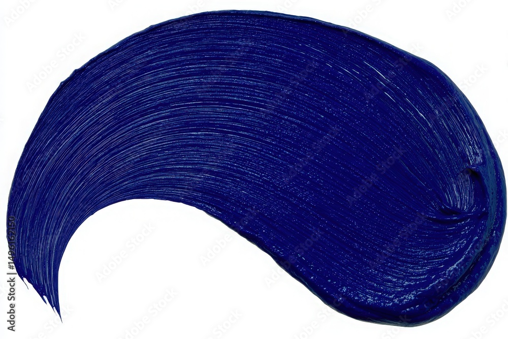 A vibrant deep blue paint stroke showcases a smooth and glossy texture. Ideal for various artistic applications, the color emits a dynamic energy that enhances creative projects.