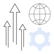 © robu_s - Arrows pointing upward show growth, globe signifies global connections, gear represents technology and progress. Ideal for business growth, globalization, success, innovation, opportunity