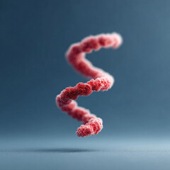 Poster - Abstract, spiraling form composed of tiny red spheres. Symbolizes DNA, complexity, science, medicine, or growth. Great for biotechnology or health industry visuals.