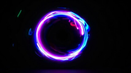 Poster - Light circles are morphing and changing colors, creating a mesmerizing visual effect, perfect for any project that needs a touch of futuristic energy
