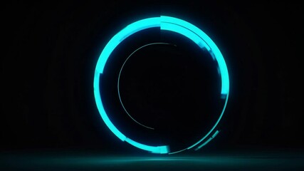 Poster - Circular loading bar spinning dynamically on black background, indicating progress through sleek digital animation with vibrant energy and futuristic design