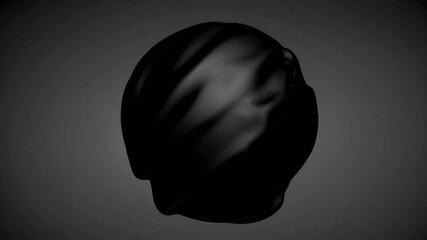 Poster - Smooth black sphere morphing and pulsating, isolated on a dark gray background, perfect for abstract compositions, visual effects, and motion graphics projects