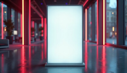 Poster - Minimalist lightbox display in modern interior with red accents  