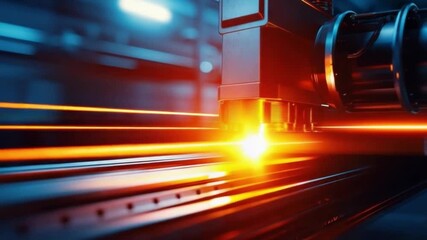 Poster - Advanced Laser Technology in Industrial Setting with Vibrant Light and Focus on Precision Engineering