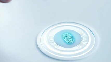 Poster - High-Tech Fingerprint Sensor Activation with Human Finger Touch in Modern Digital Security Concept