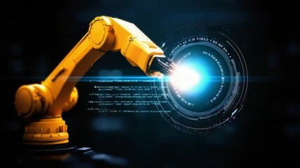 Poster - Robotic Arm Manipulating Digital Light in Futuristic Environment with High-Tech Circuits and Patterns