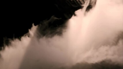Poster - Abstract textured dark surface with flowing white smoke, fog effect creates a mysterious hazy atmosphere, backdrop or background