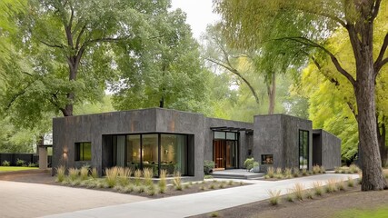 Fototapete - Modern elegant house with sleek contemporary design