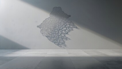 Poster - Intricate shadow patterns created by light on a minimalistic wall in a modern interior space