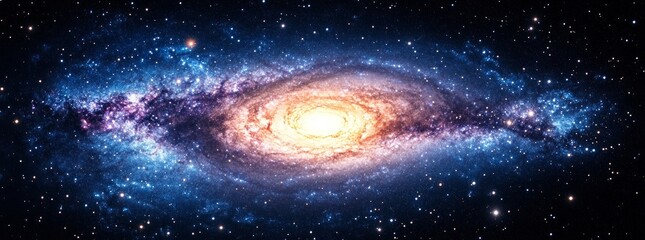 Wall Mural - Spiral Galaxy in Deep Space: Blue Purple and Orange Hues
