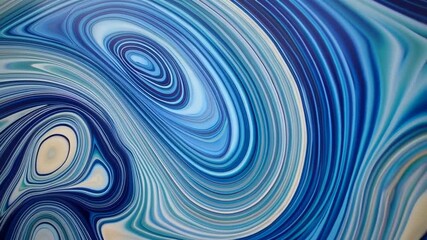 Poster - Swirling abstract pattern of blue and white fluid art with dynamic curves and flowing lines creating a mesmerizing motion effect