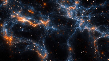 Poster - Stunning Cosmic Nebula Background Blue Orange Space Galaxy Starscape Abstract Digital Art Universe Design Celestial Artwork Vibrant Energy Nebula Cloudscape Fantastic Fiery        