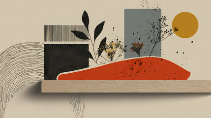 Wall Mural - Fresh salmon fillet on wooden cutting board with garnishes of fresh herbs and edible flowers, set against a minimalist background , natural ingredients, fresh salmon fish. minimalist. Illustration