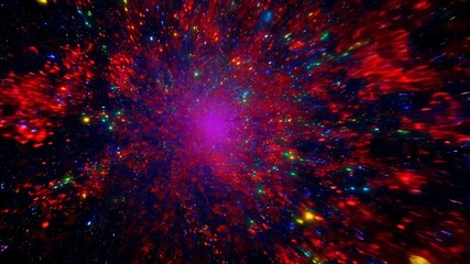 Wall Mural - Vibrant nebula in deep space with a burst of colorful stars and dark matter swirling in a cosmic cloud formation