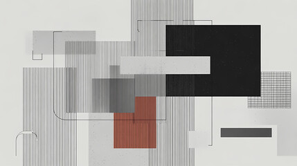 Wall Mural - hand drawn abstract patterns, black and white, geometric shapes, minimalist design, abstract art, pa