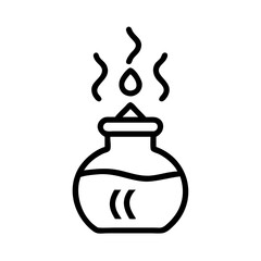 Poster - Aromatic liquid in a round container with rising vapor and a unique symbol on the side is shown