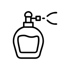 Poster - Aromatic essence bottle with sprayer dispensing scent in a simple graphic representation of fragrance