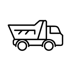 Poster - a simple depiction of a dump truck with a minimalist outline style on a white background design here