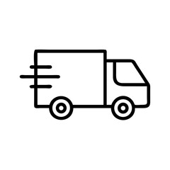 Poster - Outline drawing of a delivery vehicle with speed lines indicating rapid movement and fast transport