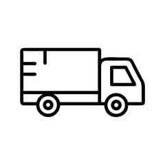 Poster - simple graphic shows a delivery automobile with a cargo container in a minimalist line drawing style