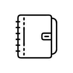 Poster - Outline drawing of a closed ring bound book with a clasp and rounded corners on a white background