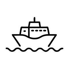 Poster - simple line drawing of a ship sailing on water with waves in a minimalist style design element