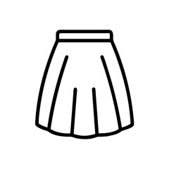 Poster - Outline drawing of a skirt with pleats and a waistband isolated on a white background design element