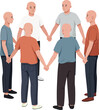 © Cansu - Group of bald men holding hands in a circle vector illustration showing unity and teamwork