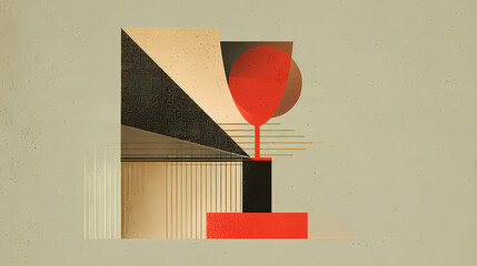 Wall Mural - minimalist trophy on red base against light blue background, highlighting success. minimalist. illus