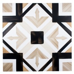 Poster - Abstract geometric pattern in earthy tones with black, gold, and cream colors, perfect for modern decor or design inspiration projects