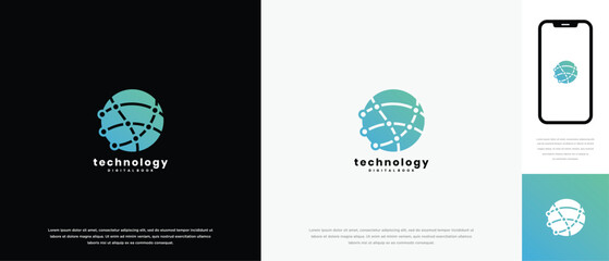 Global technology logo design vector concept. Global technology connection logo icon.