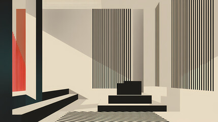 Wall Mural - product setting in white abstract minimalistic room with columns geometry, minimal light interior, o