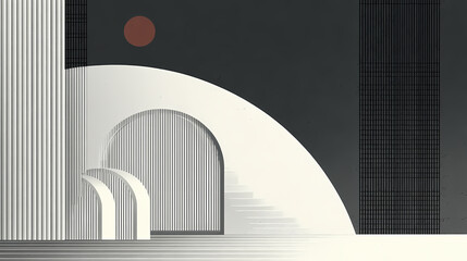 Wall Mural - product setting in white abstract minimalistic room with columns geometry, minimal light interior, o