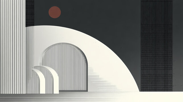 Product setting in white abstract minimalistic room with columns geometry, minimal light interior, object placement, abstract gray background hall, 3d rendering,. minimalist. Illustration