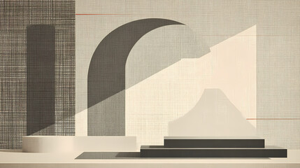 Wall Mural - product setting podium white abstract minimalistic geometry, minimal light interior, object placemen