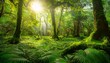 © Melissa - a vibrant green lush forest with numerous trees rich grass and sunlight creating exotic fantasy landscapes the scene evokes the essence of southeast asia s deep tropical jungles