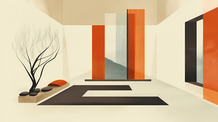 Wall Mural - minimalist zen room