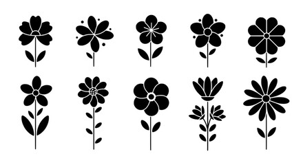 Fototapete - Floral Silhouette: A collection of elegant, minimalistic floral silhouettes, offering a touch of nature's grace and simplicity. This collection features meticulously crafted designs.