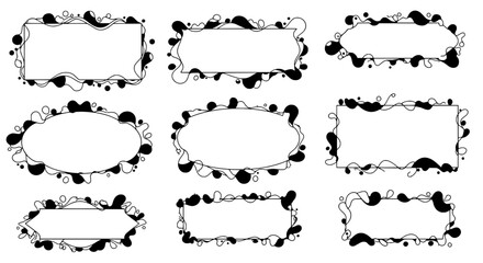 Fototapete - Abstract Doodle Frames: A collection of nine unique, hand-drawn doodle frames in black and white, offering diverse shapes and styles for creative design projects. Perfect for adding a playful.