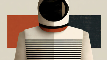 Wall Mural - white astronaut with black visor in front view. detailed 3d render of a space explorer in a minimali