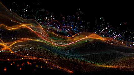 Poster - Abstract colorful particle wave background image